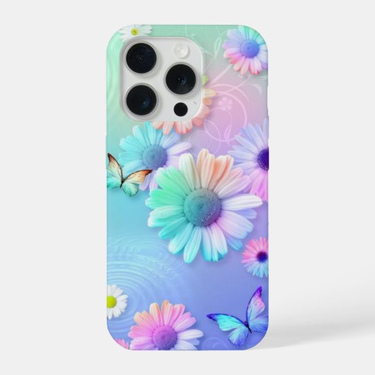 パステルフラワーと蝶々 iPhoneケース (裏面)