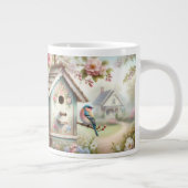 パステルフラワーと鳥の春の鳥小屋 ジャンボコーヒーマグカップ (右)