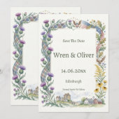 パステルフラワーの結婚式延期案内カード セーブザデート (正面/裏面)