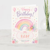 パステルフラワーの魔法の誕生日 カード (正面)