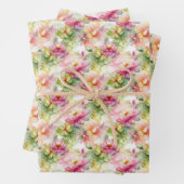 パステルフラワーアルコールインクイラストレーションスモールプリント ラッピングペーパーシート (インサイチュ)