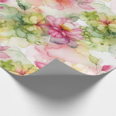 パステルフラワーアルコールインクイラストレーションプリント ラッピングペーパー (角)