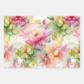 パステルフラワーアルコールインクイラストレーションラージプリント ラッピングペーパーシート (正面)