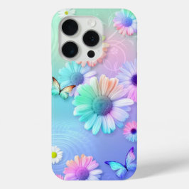 パステルフラワーアンド蝶 iPhone 15 PROケース