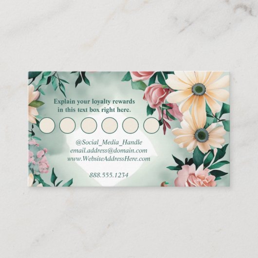 パステルフラワーエレガンスセージグリーンフローラピンクローズ エンクロージャーカード (正面)