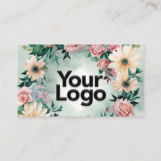 パステルフラワーエレガンスセージグリーンフローラピンクローズ エンクロージャーカード (裏面)