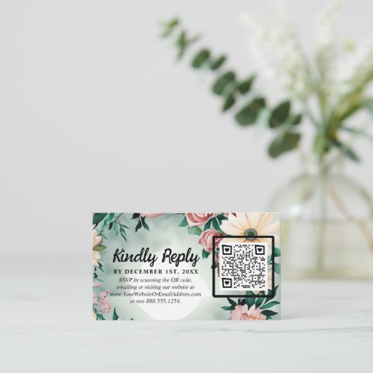 パステルフラワーエレガンス：セージグリーン結婚フローラ エンクロージャーカード (スタンド正面)