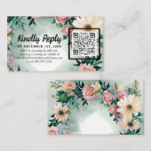 パステルフラワーエレガンス：セージグリーン結婚フローラ エンクロージャーカード (正面/裏面)