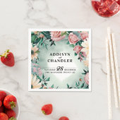 パステルフラワーエレガンス:セージグリーン結婚フローラ スタンダードカクテルナプキン (インサイチュ)