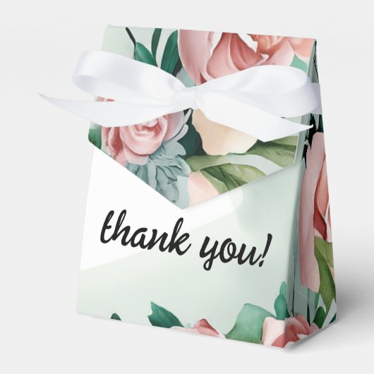 パステルフラワーエレガンス：セージグリーン結婚フローラ フェイバーボックス (正面サイド)