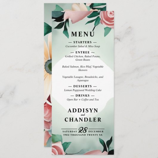 パステルフラワーエレガンス:セージグリーン結婚フローラ プログラム (正面/裏面)