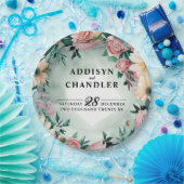 パステルフラワーエレガンス:セージグリーン結婚フローラ ペーパープレート (パーティー)