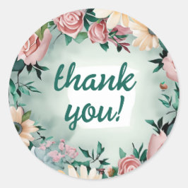 パステルフラワーエレガンス:セージグリーン結婚フローラ ラウンドシール