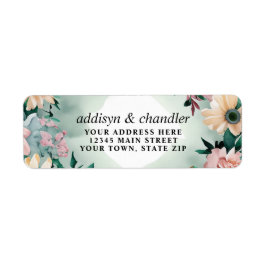 パステルフラワーエレガンス:セージグリーン結婚フローラ ラベル