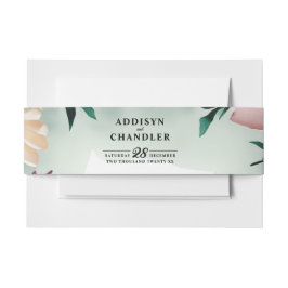 パステルフラワーエレガンス:セージグリーン結婚フローラ 招待状ベリーバンド