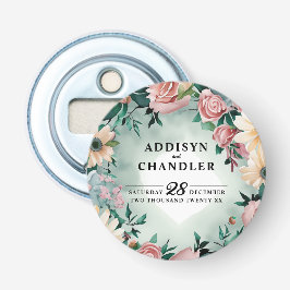 パステルフラワーエレガンス：セージグリーン結婚フローラ 栓抜き