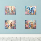 パステルフラワーガーデンにかわいい動物 (ウッドフロア)