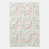 パステルフラワーガーデンパターン キッチンタオル (縦)