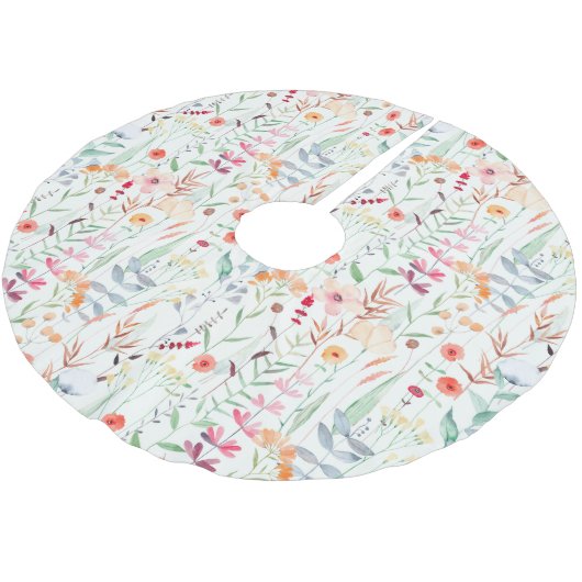 パステルフラワーガーデンパターン ブラッシュドポリエステルツリースカート (アングル)