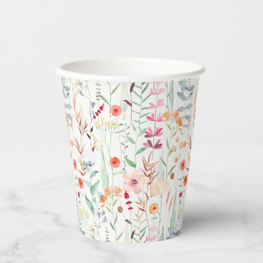 パステルフラワーガーデンパターン 紙コップ (正面)