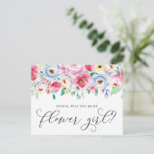 パステルフラワーガールカード ポストカード (スタンド正面)