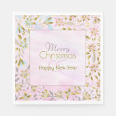 パステルフラワークリスマス紙ナプキンス スタンダードランチョンナプキン (正面)