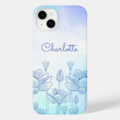 パステルフラワーシルエットオーバーレイ 名前入りカスタム Case-Mate iPhoneケース (裏面)