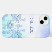 パステルフラワーシルエットオーバーレイ 名前入りカスタム Case-Mate iPhoneケース (裏面 (横))