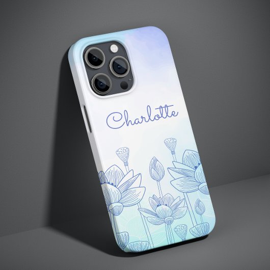 パステルフラワーシルエットオーバーレイ 名前入りカスタム Case-Mate iPhoneケース