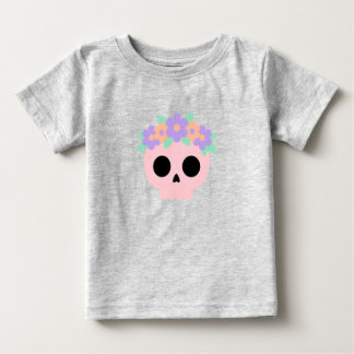 パステルフラワースカルフラワー クラウンTシャツ ベビーTシャツ