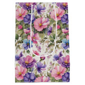 パステルフラワーズイラストレーション |折り返し紙 ミディアムペーパーバッグ (裏面)