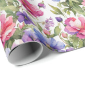 パステルフラワーズイラストレーションv2 |折り返し紙 ラッピングペーパー (ロールコーナー)