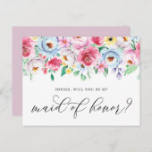 パステルフラワーズウィズウィズマイメイド・オブ・オーナー（花嫁付き添い人）カード ポストカード (正面/裏面)