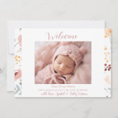 パステルフラワーズウェルカムベビーガール誕生 案内状 (正面)