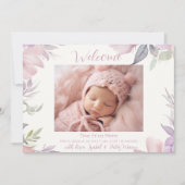 パステルフラワーズウェルカムベビーガール誕生 案内状 (正面)
