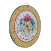 パステルフラワーズウォーターカラーファミリーパーソナライズド ダーツボード (正面左)