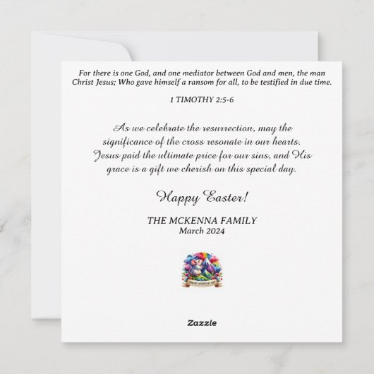 パステルフラワーズウォーターカラーラムイースター シーズンカード (裏面)