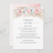 パステルフラワーズエキゾチックなパンパスグラス結婚ズ詳細 エンクロージャーカード (正面/裏面)