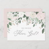 パステルフラワーズグリッターは私のフラワーガール インビテーションポストカード (正面/裏面)