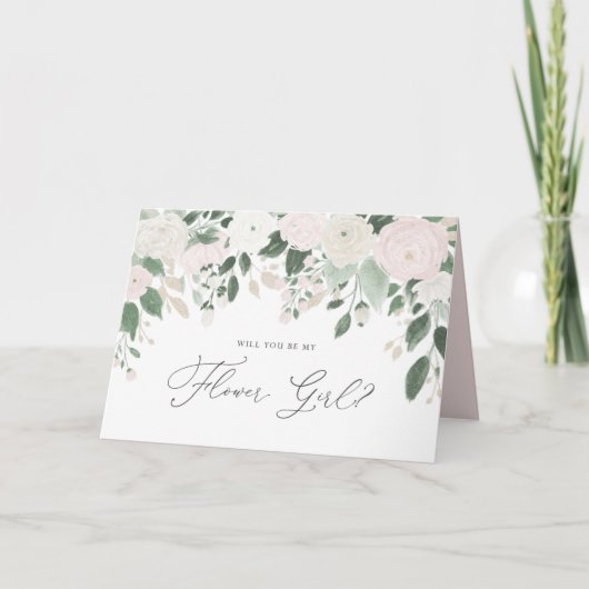 パステルフラワーズグリッターは私のフラワーガール カード (正面)