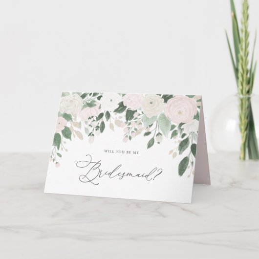 パステルフラワーズグリッターは私の花嫁になる カード (正面)