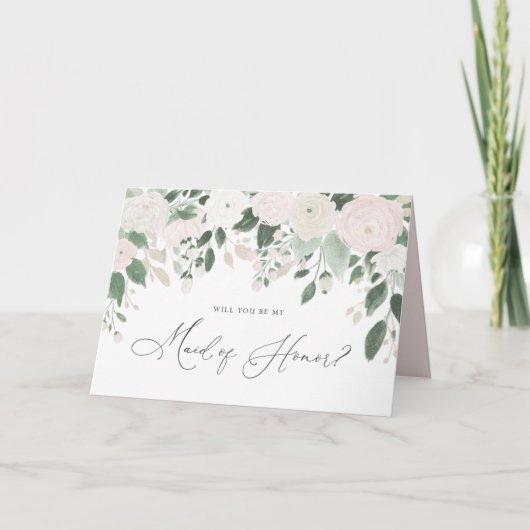パステルフラワーズグリッターメイド・オブ・オーナー(花嫁付き添い人)提案 カード (正面)