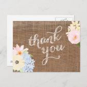 パステルフラワーズサンキューカードバーラップレース黄色 ポストカード (正面/裏面)