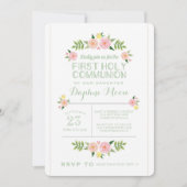 パステルフラワーズファーストホリーコミュニオン招待状 招待状 (正面)