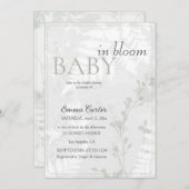 パステルフラワーズフローラプリントベビーイン開花 招待状 (正面/裏面)