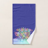 パステルフラワーズブルー深い バスタオルセット (ハンドタオル)