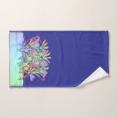 パステルフラワーズブルー深い バスタオルセット (ハンドタオル)