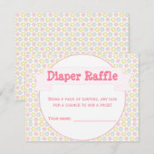 パステルフラワーズベビーシャワーおむつラッフルチケット エンクロージャーカード (正面/裏面)