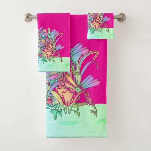パステルフラワーズホットピンク バスタオルセット (インサイチュ)