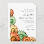 パステルフラワーズミントコーラルピーチ結婚式招待状 招待状 (正面/裏面)